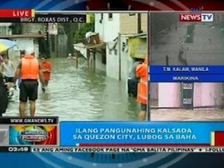 BP: Ilang pangunahing kalsada sa QC, lubog sa baha