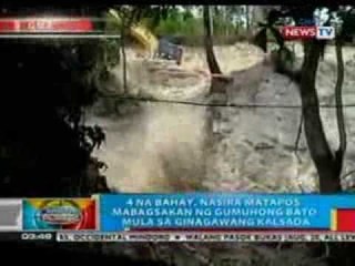 BP: 4 na bahay, nasira matapos mabagsakan ng gumuhong bato sa Talisay City, Cebu