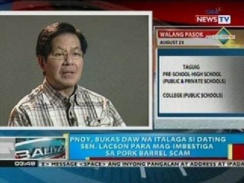 BP: PNoy, bukas daw na italaga si dating Sen. Lacson para mag-imbestiga sa pork barrel scam