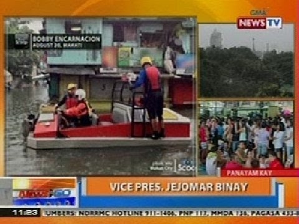 NTG: VP Binay, ikinatuwa ang magandang pagresponde ng mga lokal na opisyal sa mga apektado ng baha