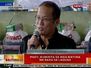 BT: PNoy, bumisita sa mga biktima ng baha sa San Pedro, Laguna