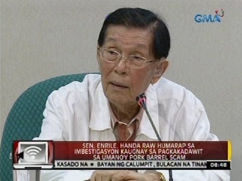 Sen. Enrile, handa raw humarap sa imbestigasyon kaugnay sa pagkakadawit sa umano'y pork barrel scam