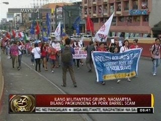 24 Oras: Ilang militanteng grupo, nagmartsa bilang pagkundena sa pork barrel scam