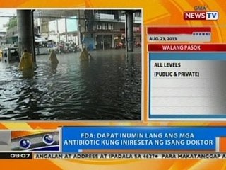 NTG: FDA: Dapat inumin lang ang mga antibiotic kung inireseta ng doktor