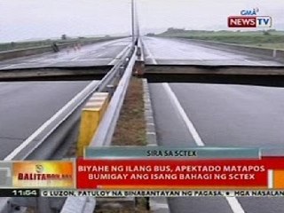 BT: Biyahe ng ilang bus, apektado nang bumigay ang isang bahagi ng SCTEX