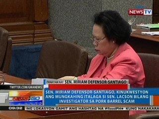 NTG: Sen. Santiago, kinukwestyon ang italaga si Sen. Lacson bilang investigator ng pork barrel scam