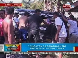 BP: 5 sugatan sa banggaan ng tricycle at pickup truck sa Davao