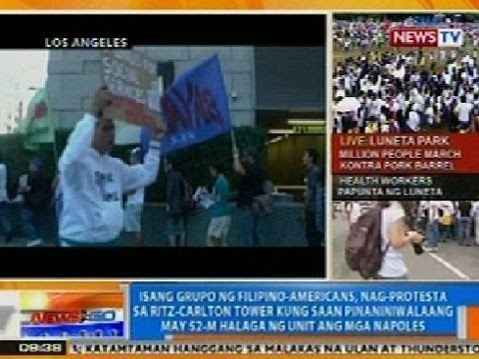 NTG: Isang grupo ng Fil-Am, nagprotesta sa tapat ng umano'y condo ng mga Napoles sa Los Angeles