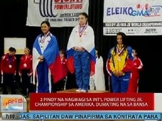 UB: 2 Pinoy na nagwagi sa Int'l Power Lifting Jr. Championship sa Amerika, dumating na sa bansa