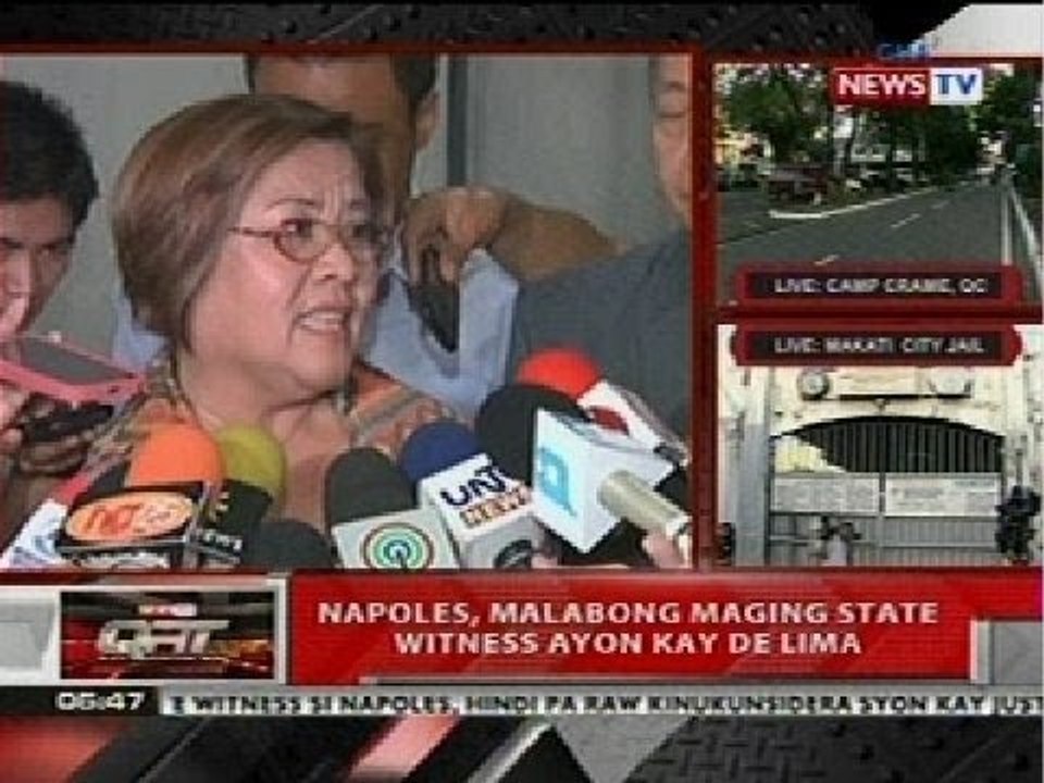 QRT: DOJ Sec. De Lima, iginagalang ang desisyon ng kampo ni Janet Lim-Napoles na sumuko kay PNoy