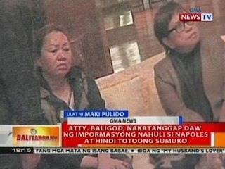 Atty. Baligod, naiintindihan daw ang pagbibigay ng Palasyo ng proteksyon kay Janet Lim-Napoles