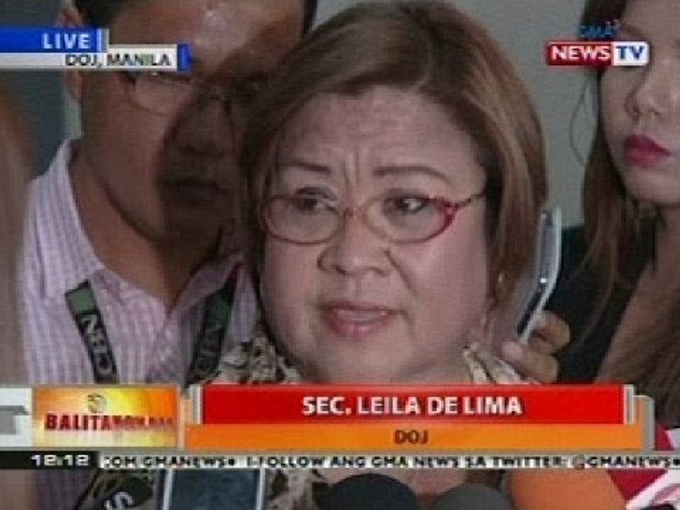 BT: Interview sa Sec. De Lima sa DOJ tungkol sa pagkakadawit ng ilang opisyal ng NBI kay Napoles