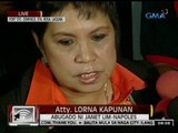 Atty. Lorna Kapunan, nagsalita tungkol sa pagkadetine ng kliyenteng si Janet Lim-Napoles