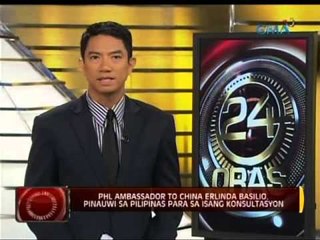 24 Oras: Phl Ambassador to China Erlinda Basilio, pinauwi sa Pilipinas para sa isang konsultasyon