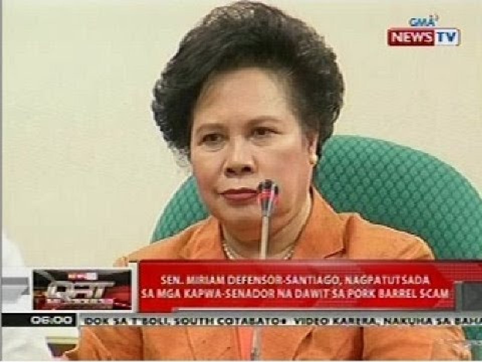 QRT: Sen. Santiago, nagpatutsada sa mga kapwa-senador na dawit sa pork barrel scam