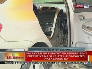 BT: Sasakyan ng pinatay na advertising executive na si Kristelle Davantes, natagpuan na
