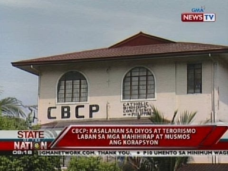 SONA: CBCP, naglabas na ng pastoral letter ukol sa Pork Barrel Scam