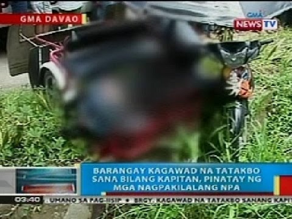 BP: Brgy. kagawad sa Davao City na tatakbo sana bilang kapitan, pinatay ng mga nagpakilalang NPA