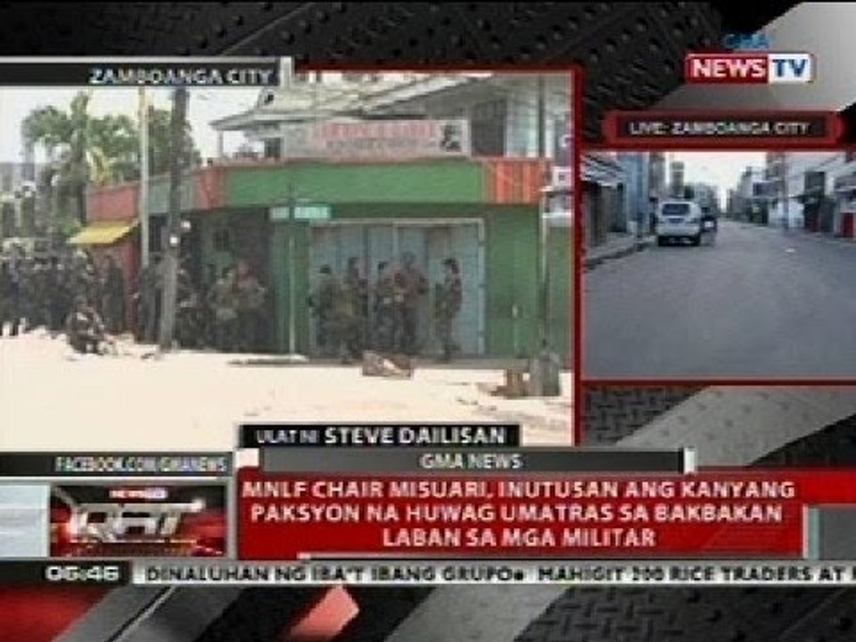 QRT: MNLF Chair Misuari, inutusan ang paksyon na huwag umatras sa bakbakan sa Zamboanga