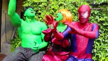 Real Hulk loses his Hair! Joker Fishing Pole prank w/ Spiderman & Lady Hulk! Superhero fun :))=))