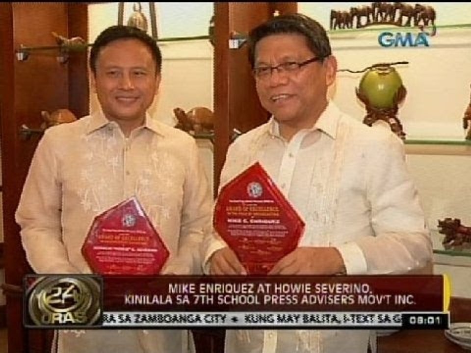 24 Oras: Mike Enriquez at Howie Severino, kinilala sa 7th School Press Advisers Mov't Inc.