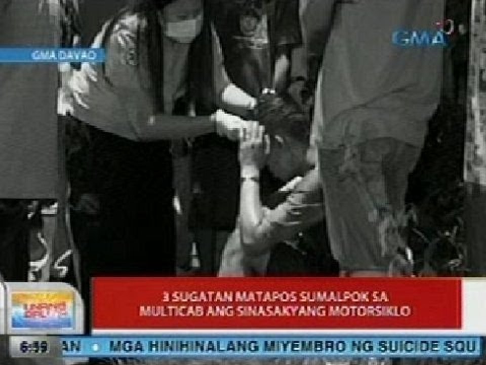 UB: 3 sugatan matapos sumalpok sa multicab ang sinasakyang motorsiklo sa Davao
