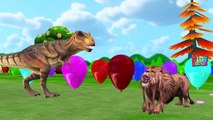 Dinosaurs Balloons Animals Finger Family Songs | Gorilla Elephant Cartoons Children Nursery Rhymes