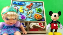 Learn Sea Animals Mickey Baby Elsa Children Toddler Learning Video Melissa Doug Fishing Puzzle Game