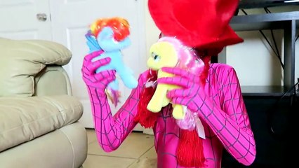 Spiderman vs Joker vs Cowboy Pink Spidergirl - My Little Pony Attacks! - Funny Superheroes