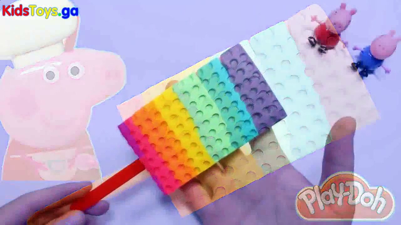 peppa pig new toys 2016! - make colorful cake rainbow playdoh frozen kids - learn numbers kids toys