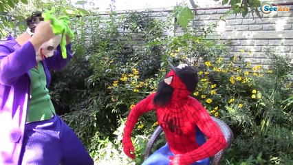 Spiderman & Frozen Elsa vs Joker: Spiderman hair cut! w/ Hulk. Superhero in real life. Ep. 128