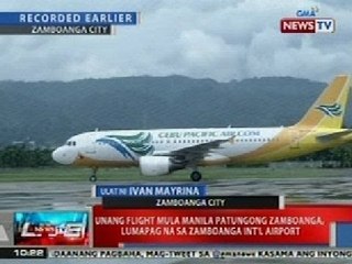 NTVL: Unang flight mula Manila patungong Zamboanga, lumapag na sa Zamboanga Int'l Airport
