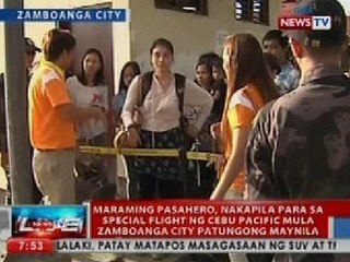 NTVL: Mga pasahero, nakapila para sa special flight ng Cebu Pacific mula Zamboanga patungong Maynila