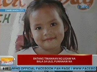 UB: Batang tinamaan ng ligaw na bala sa ulo sa Zamboanga City, pumanaw na