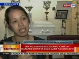BT: Ina nang batang namatay nang maipit sa gulo sa Zamboanga, labis ang hinagpis