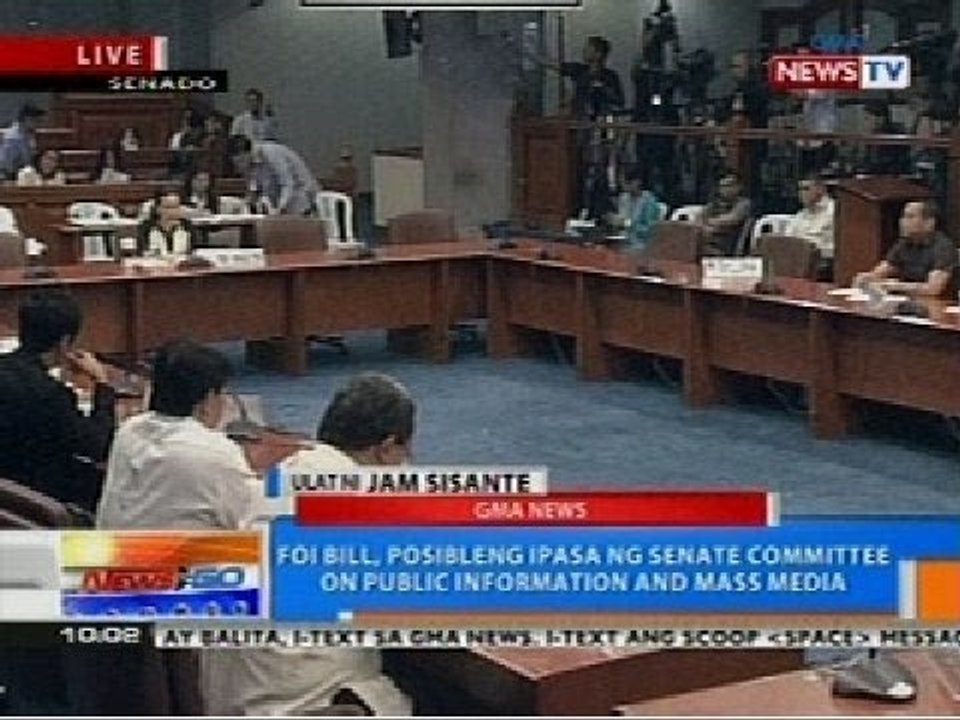 NTG: FOI bill, posibleng ipasa ng Senate Committee on Public Information and Mass Media