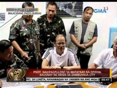 24 Oras: PNoy, nakipagpulong sa matataas na opisyal kaugnay ng krisis sa Zamboanga City