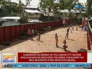 UB: Sumadsad na barko sa Tacloban, ginagamit ng mga residente para makapaglibang