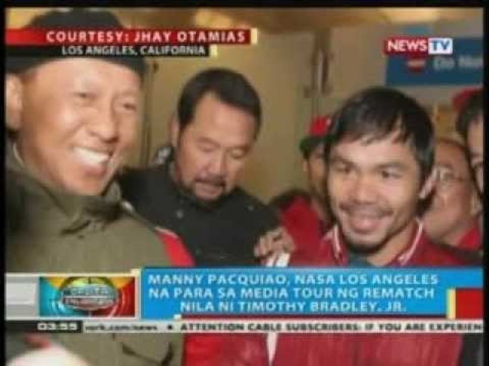 BP: Manny Pacquiao, nasa Amerika na para sa media tour ng rematch nila ni Timothy Bradley, Jr.