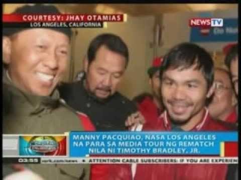 BP: Manny Pacquiao, nasa Amerika na para sa media tour ng rematch nila ni Timothy Bradley, Jr.