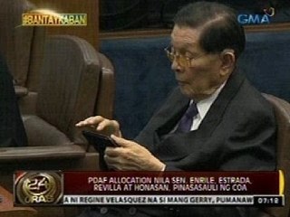24 Oras: PDAF Allocation nina Sen. Enrile, Estrada, Revilla st Honasan, pinasasauli ng COA
