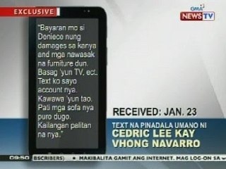 NTG: NBI, ipinakita ang mga text message na ipinadala ni Lee kay Navarro matapos ang pambubugbog