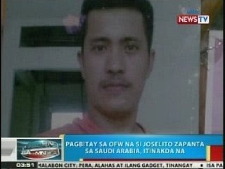 BP: Pagbitay sa OFW na si Joselito Zapanta sa Saudi Arabia, itinakda na