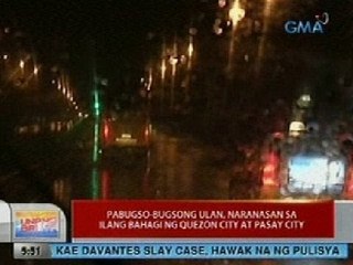 UB: Pabugso-bugsong ulan, naranasan sa ilang bahagi ng QC at Pasay