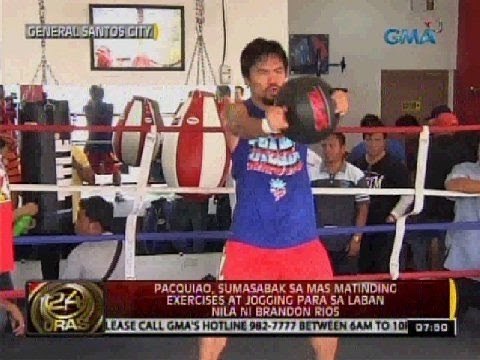 Pacquiao, sumasabak sa mas matinding exercises at jogging para sa laban nila ni Brandon Rios