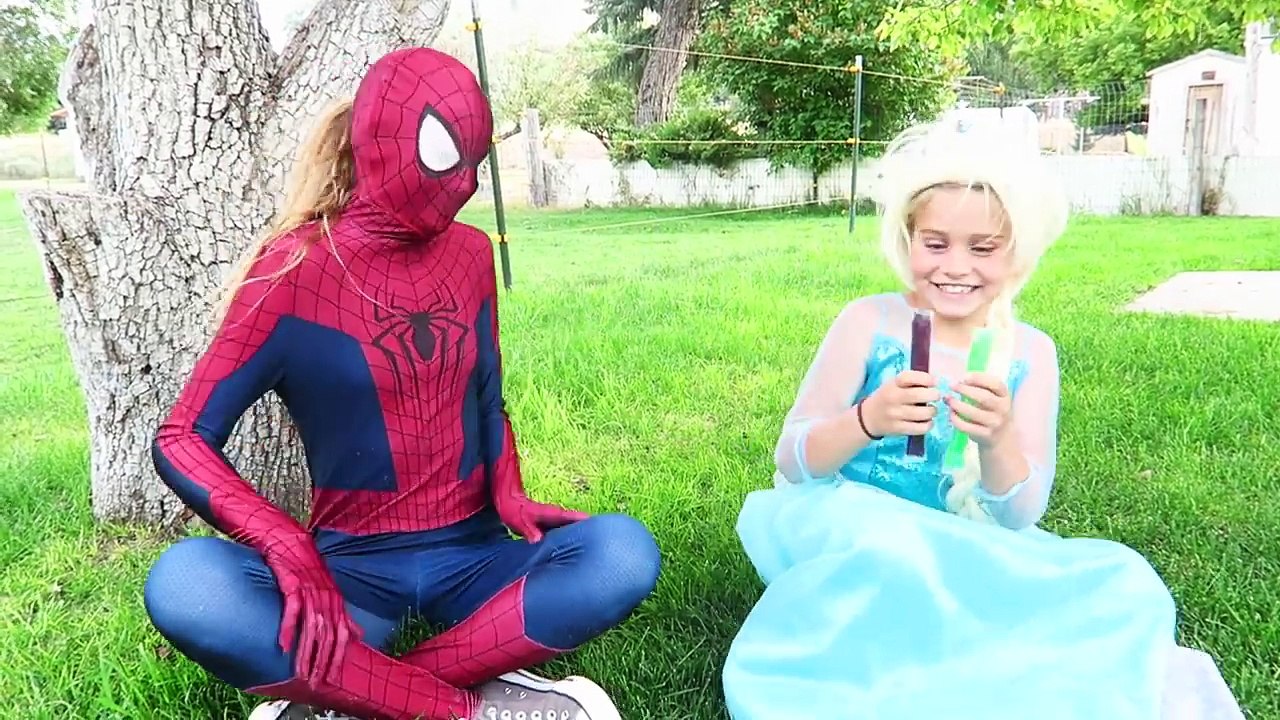 Spider-man vs JOKER UGLY FROZEN ELSA TURNS RAINBOW FACE Spidergirl & Superman HARLEY QUINN Prank