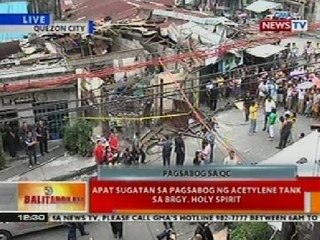 BT: 4 sugatan sa pagsabog ng acetylene tank sa Brgy. Holy Spirit, QC