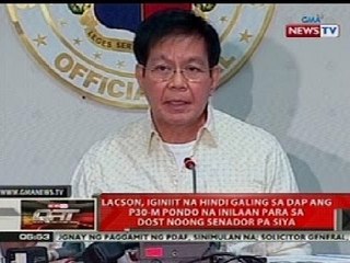 QRT: Lacson, iginiit na hindi galing sa DAP ang P30-M pondo na inilaan para sa DOST