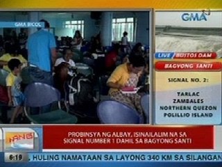 UB: Probinsya ng Albay, isinailalim na sa signal no. 1 dahil sa Bagyong Santi