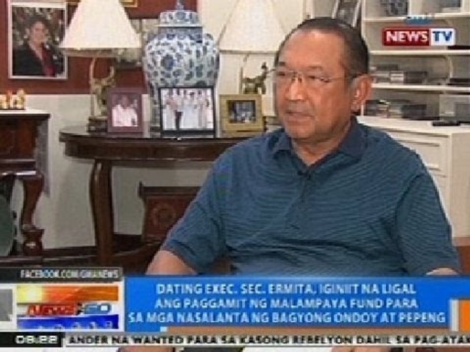 Ermita, iginiit na ligal ang paggamit ng Malampaya Fund para sa mga nasalanta ng Ondoy at Pepeng